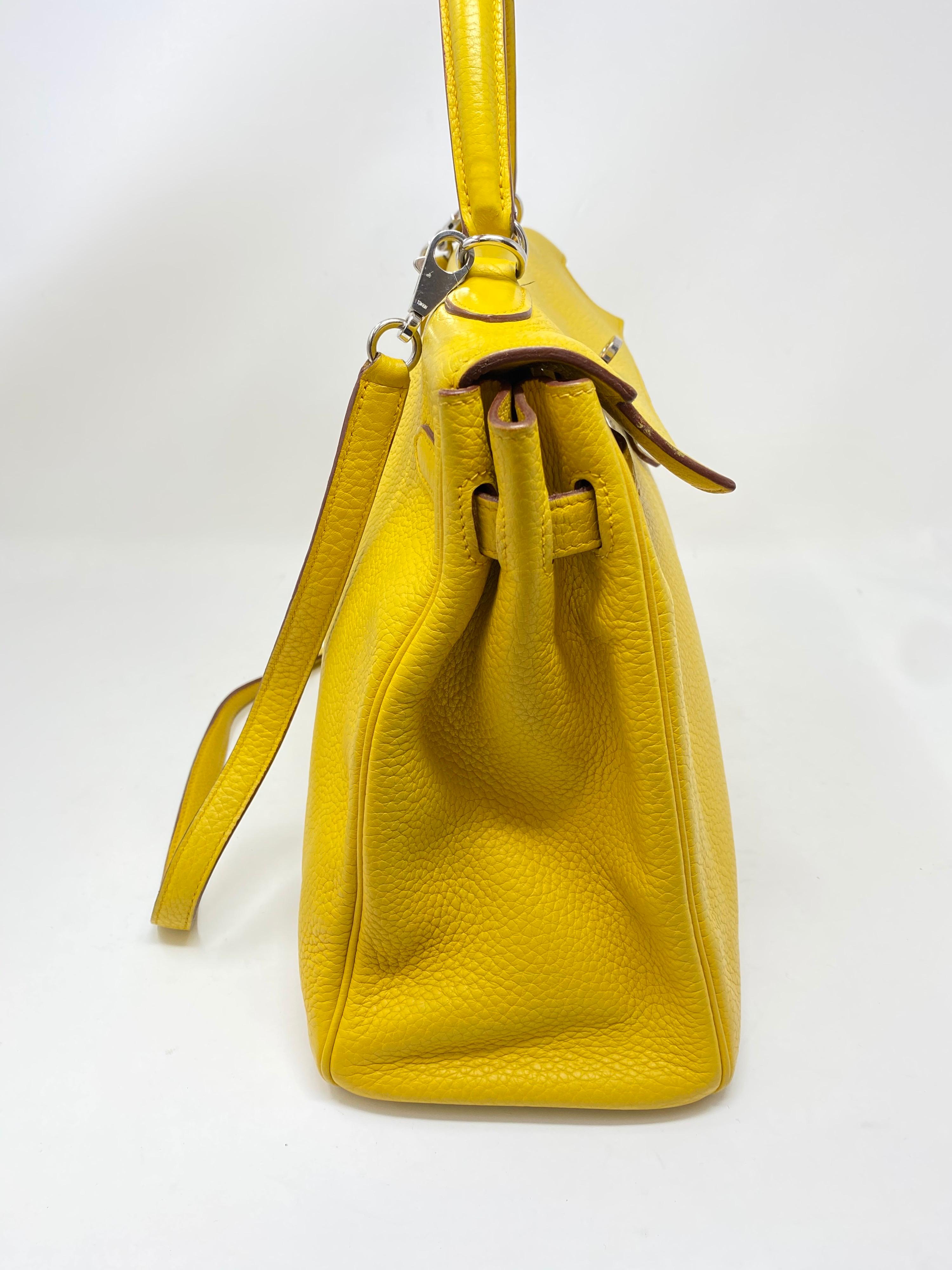 Hermes Soleil Yellow Kelly Bag  4