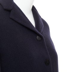 HERMES solid black double face pure cashmere single breasted outerwear FR34 XS