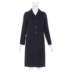 HERMES solid black double face pure cashmere single breasted outerwear FR34 XS