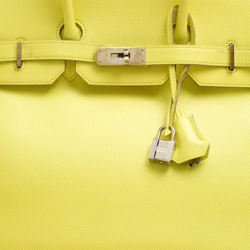 Yellow Hermes Soufre Epsom Leather Palladium Hardware Birkin 35 Bag