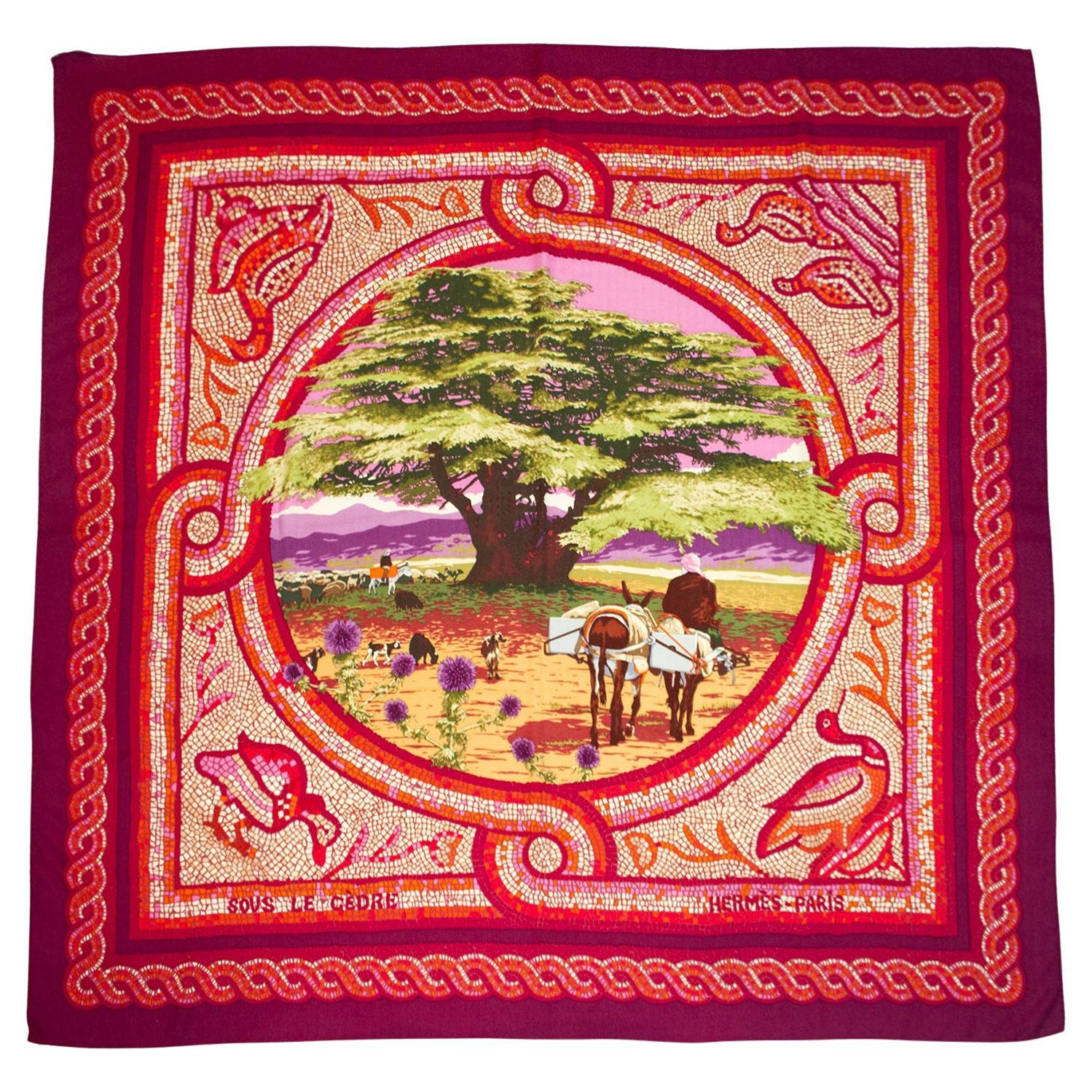 Hermes "Sous le Cedre" Silk and Cashmere Large Scarf by Dimitri Rybaltchenko 