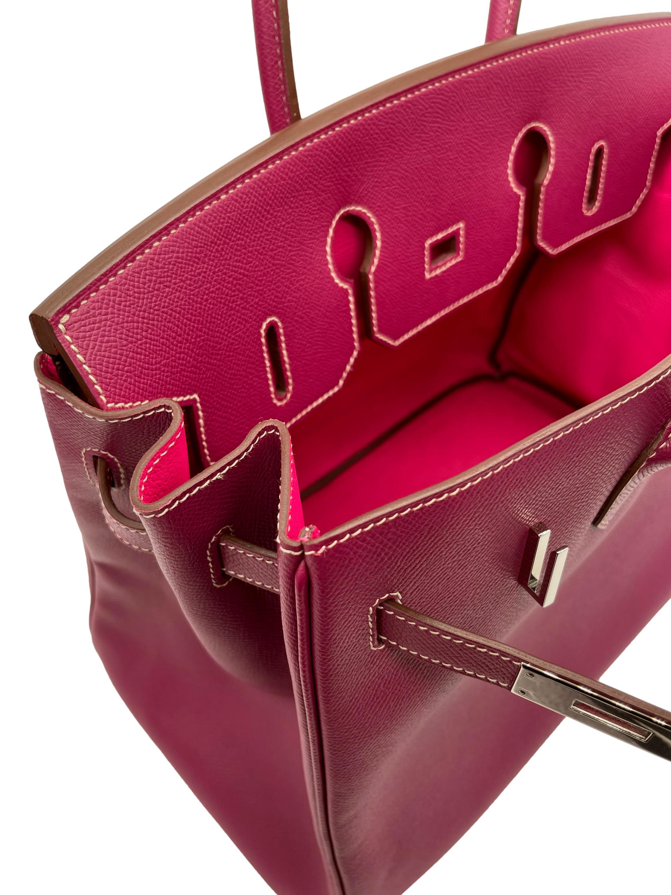 Hermès Special Edition Bi-Color Tosca & Rose Tyrien Epsom  Candy 35cm Birkin Bag 10