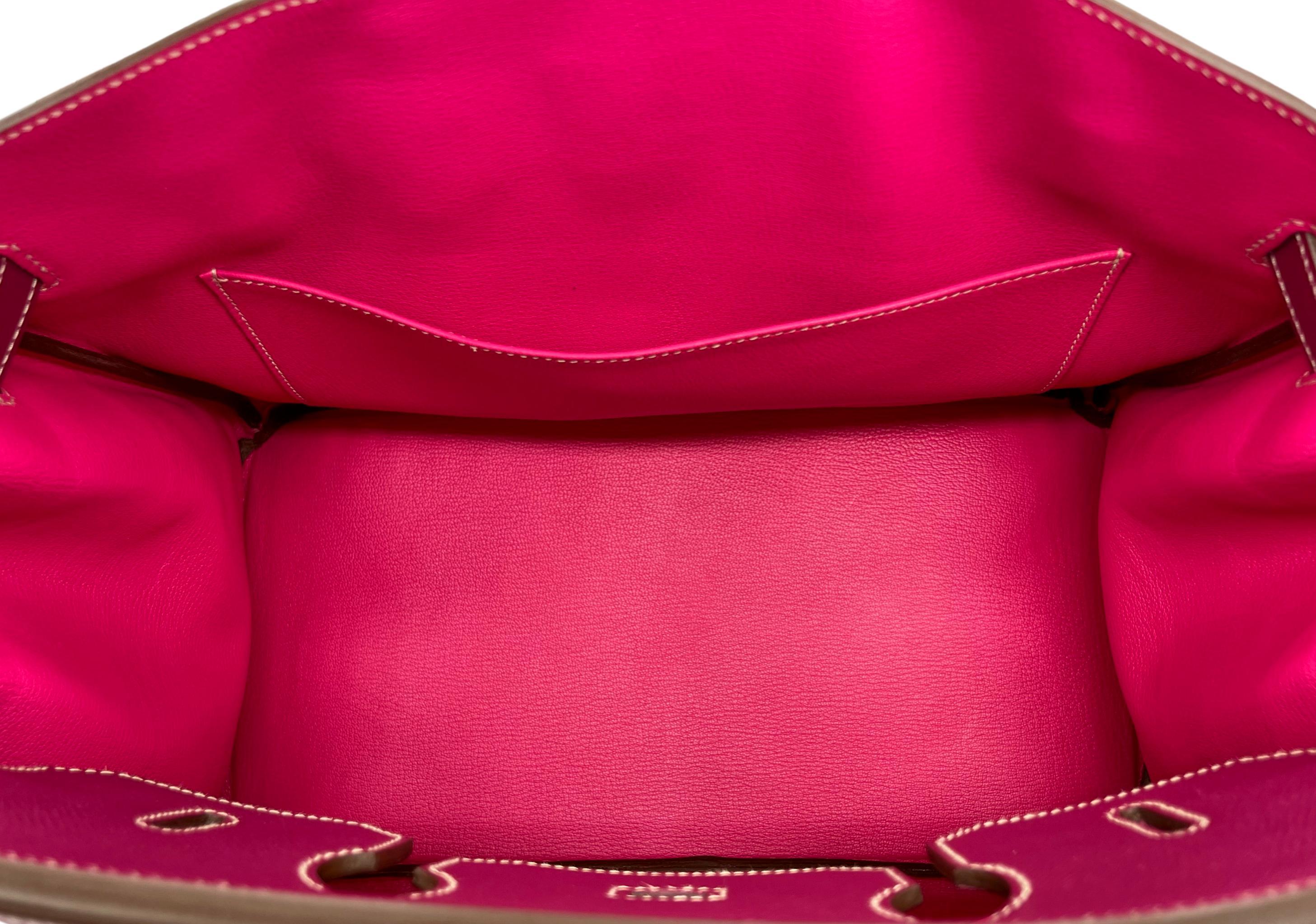 Hermès Special Edition Bi-Color Tosca & Rose Tyrien Epsom  Candy 35cm Birkin Bag 11