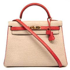 Hermès Special Order Bi-Colour Alligator Leather 32cm Kelly Bag