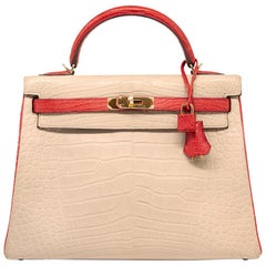 Hermès Special Order Bi-Colour Alligator Leather 32cm Kelly Bag
