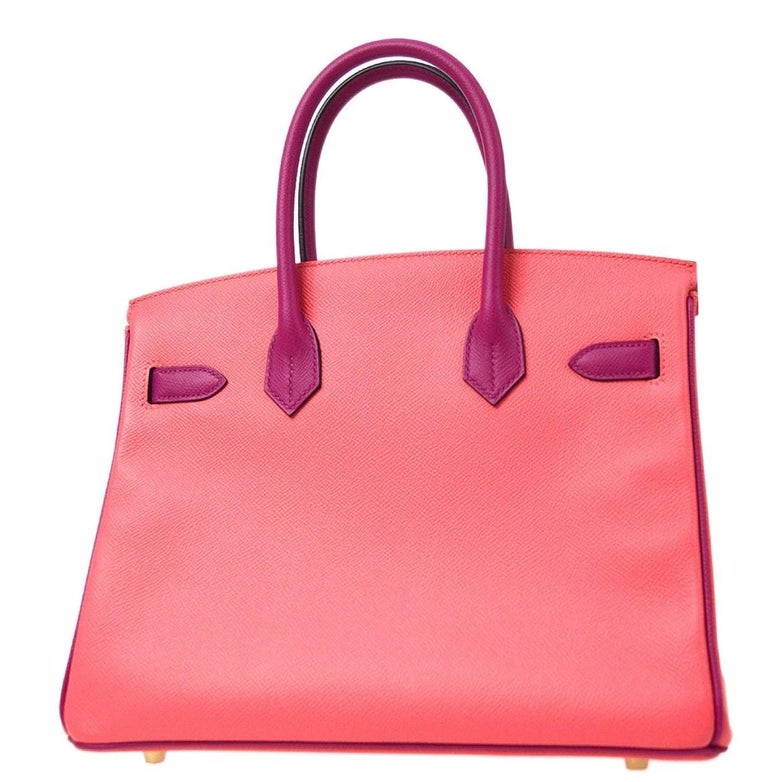 Hermes Special Order Birkin 30 Pink Purple Leather Top Handle Tote Bag ...