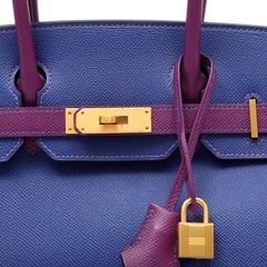 Hermès Special Order Birkin 30cm Anemone and Electric Blue Epsom w/ Brushed Gold