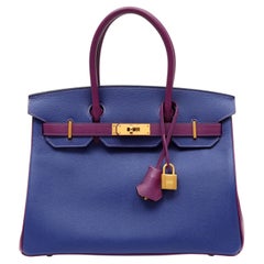 Hermès Special Order Birkin 30cm Anemone and Electric Blue Epsom w/ Brushed Gold