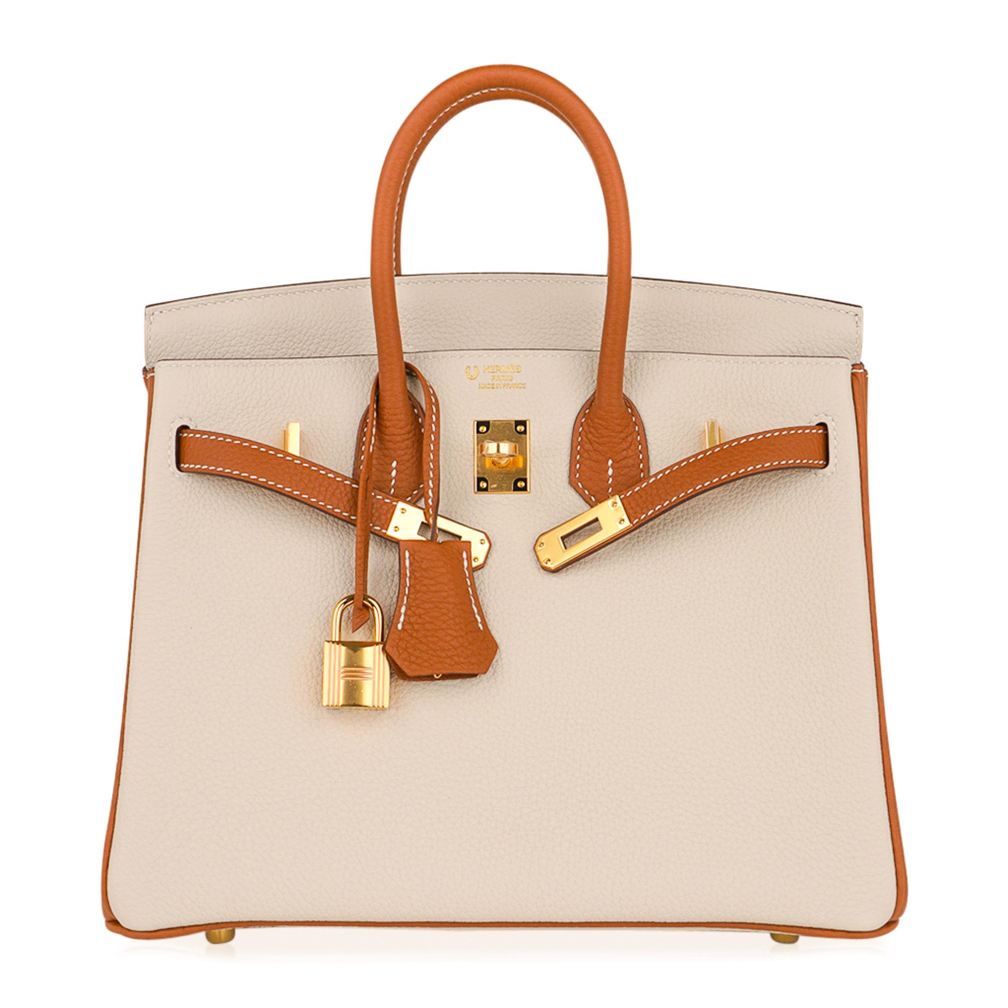 Hermes Special Order Birkin HSS 25 Tasche Craie und Gold / Gold Hardware Togo 4