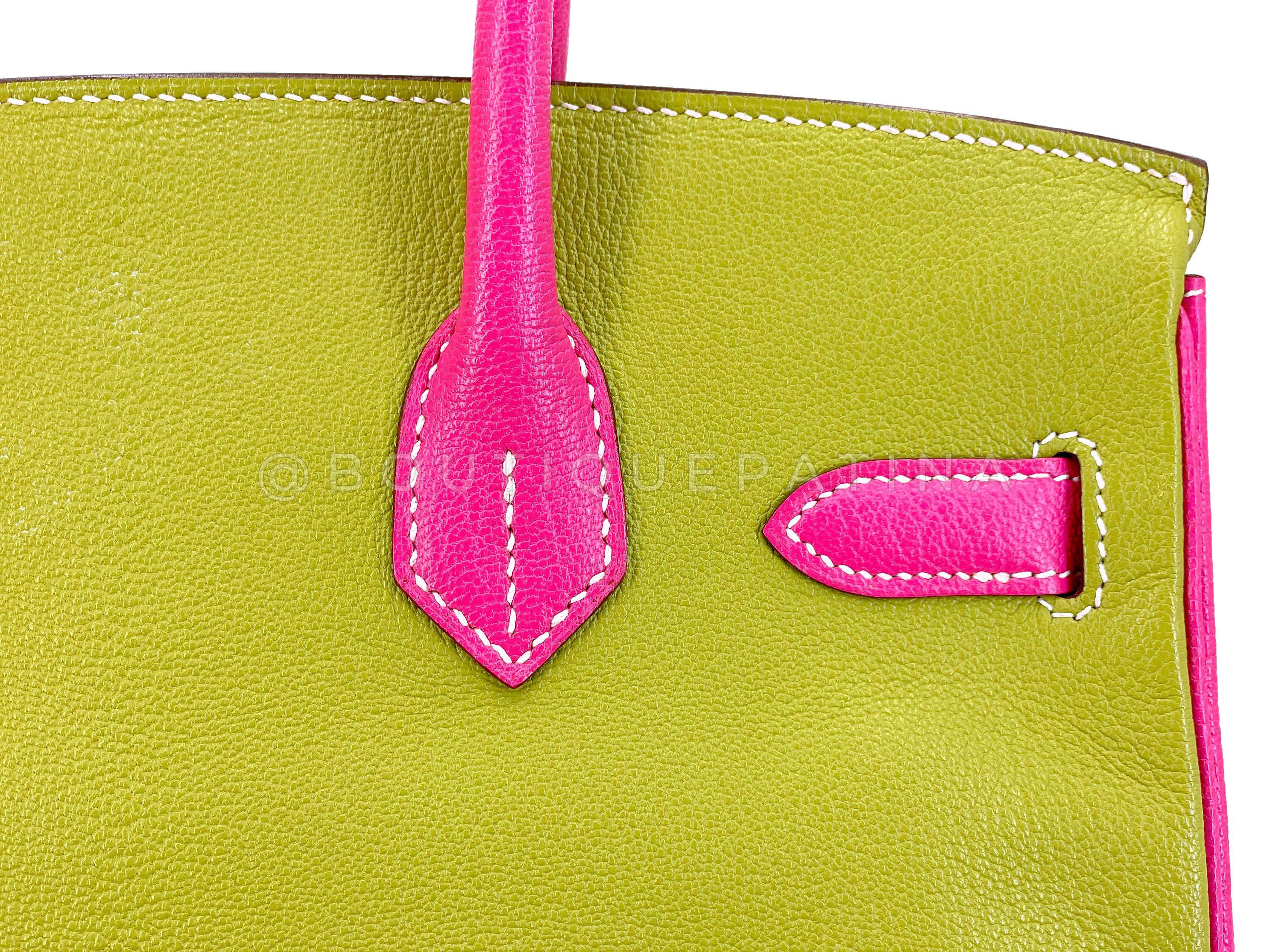 Hermès Special Order Chèvre 30cm Birkin Brushed Gold Pink Green Blue Bag 68121 For Sale 7
