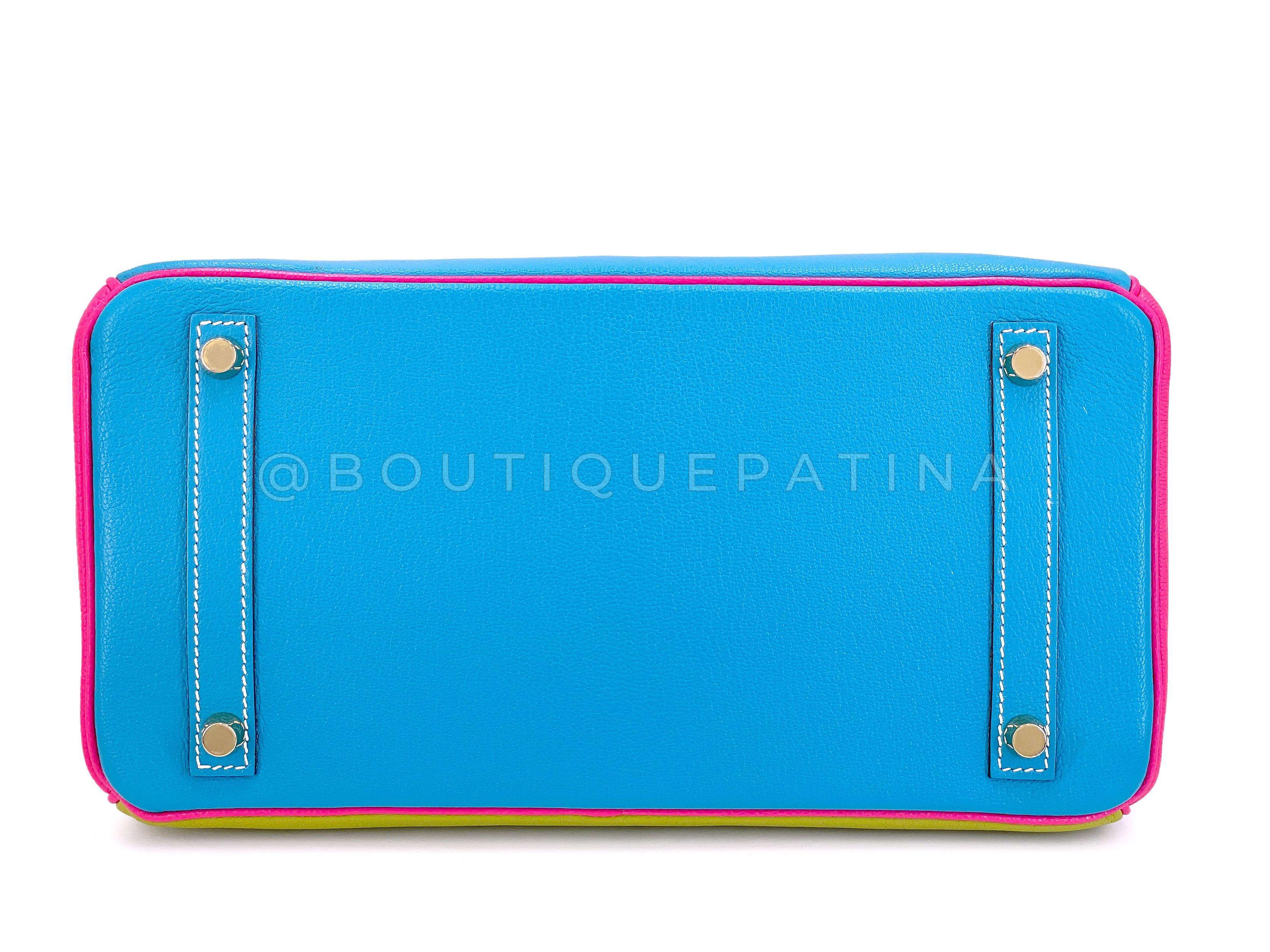 Hermès Special Order Chèvre 30cm Birkin Brushed Gold Pink Green Blue Bag 68121 For Sale 1