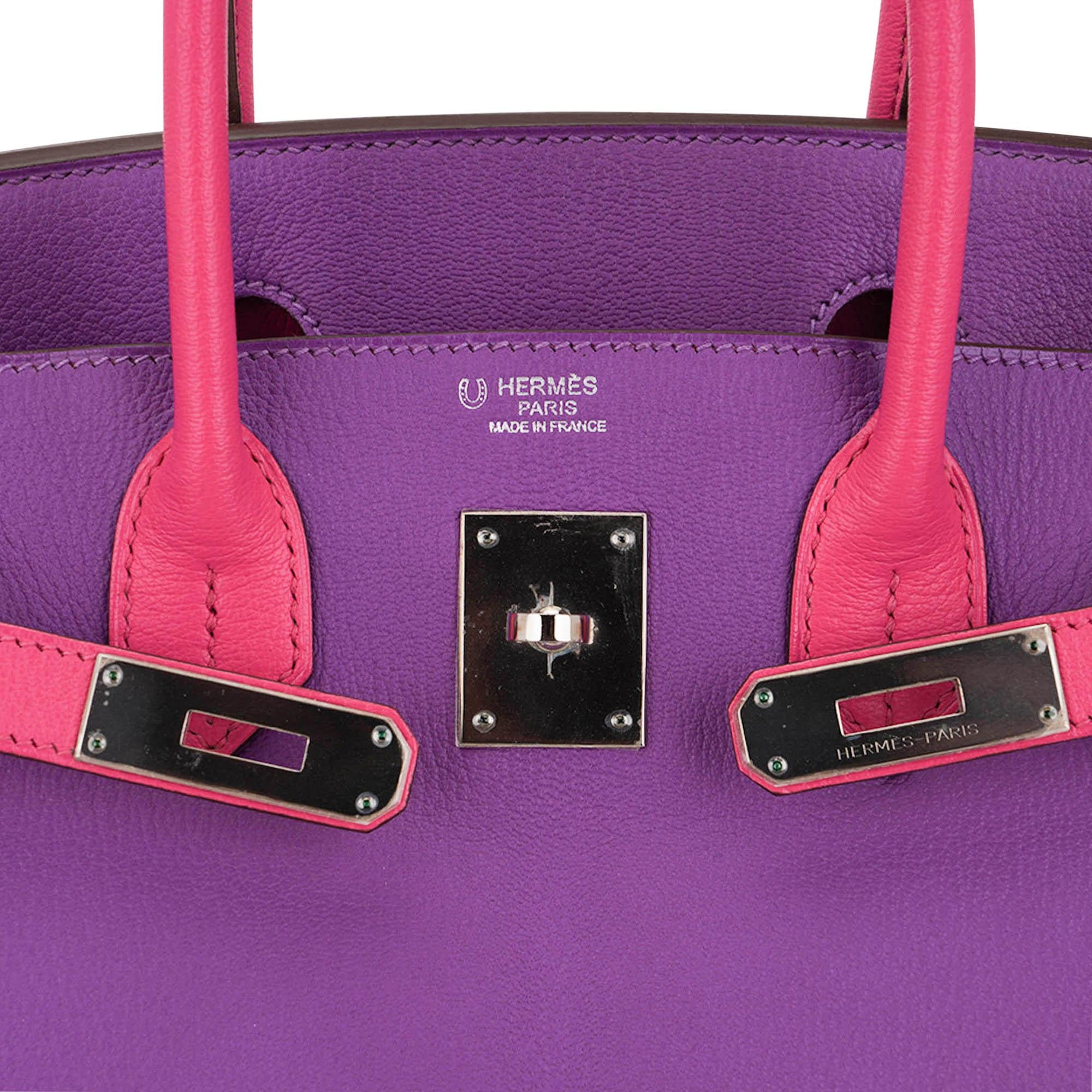 Women's Hermes Special Order HSS Birkin 30 Bag Parme and Rose Shocking Chevre Leather For Sale