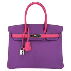 Hermes Special Order HSS Birkin 30 Tasche Parme und Rose Shocking Chevre Leder