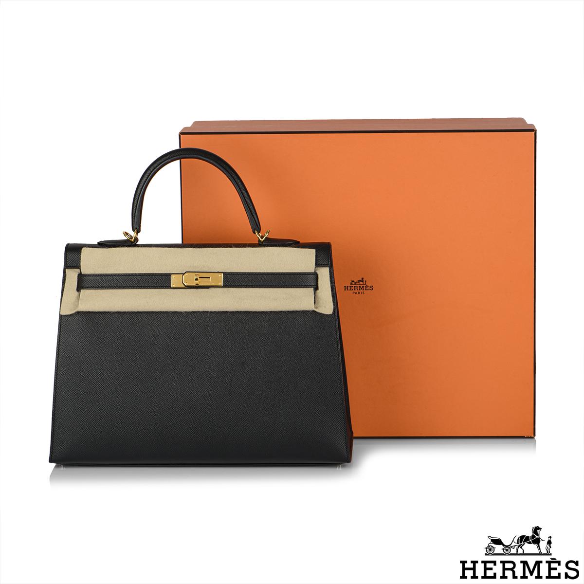 Hermès Sonderbestellung Kelly Sellier 35cm Noir Veau Epsom GHW im Angebot 6