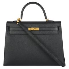 Hermès Pedido Especial Kelly Sellier 35cm Noir Veau Epsom GHW