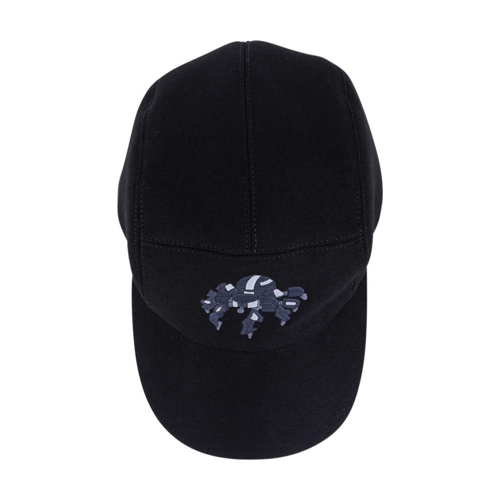 Hermes Spider Robot Limited Edition Cashmere Black Cap Hat 60 For Sale 2
