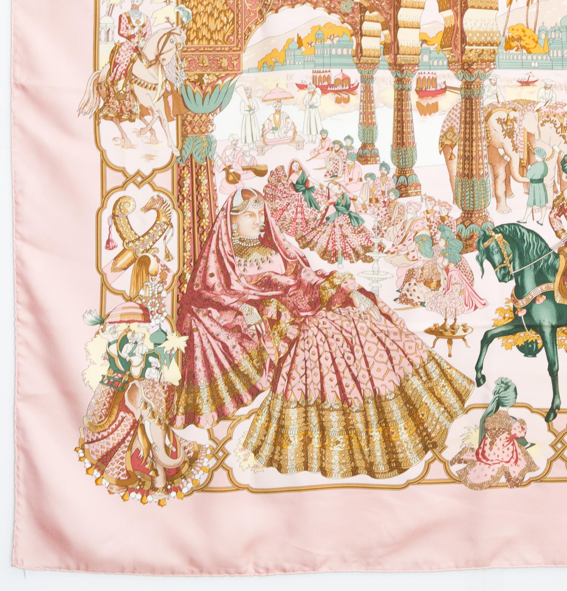 Foulard en soie Splendeur Des Maharajas by Catherine Baschet de Hermes Unisexe en vente