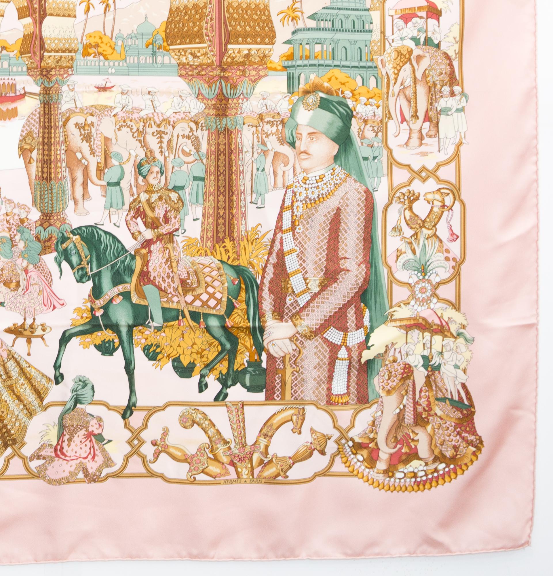 Foulard en soie Splendeur Des Maharajas by Catherine Baschet de Hermes en vente 1