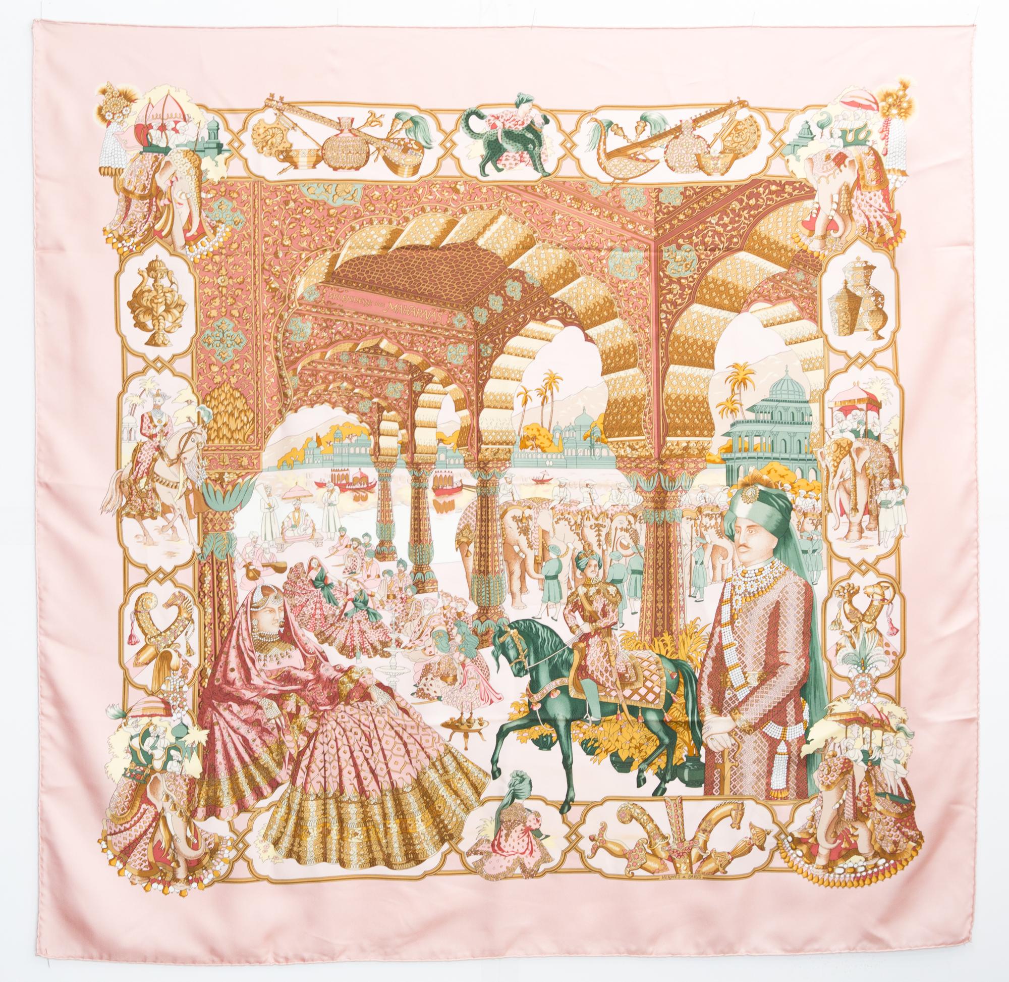 Hermes Splendeur Des Maharajas by Catherine Baschet Silk Scarf For Sale 2