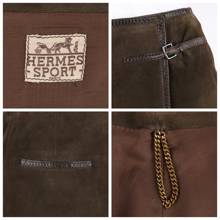 HERMES leather tight skirt Bottoms Brown 34