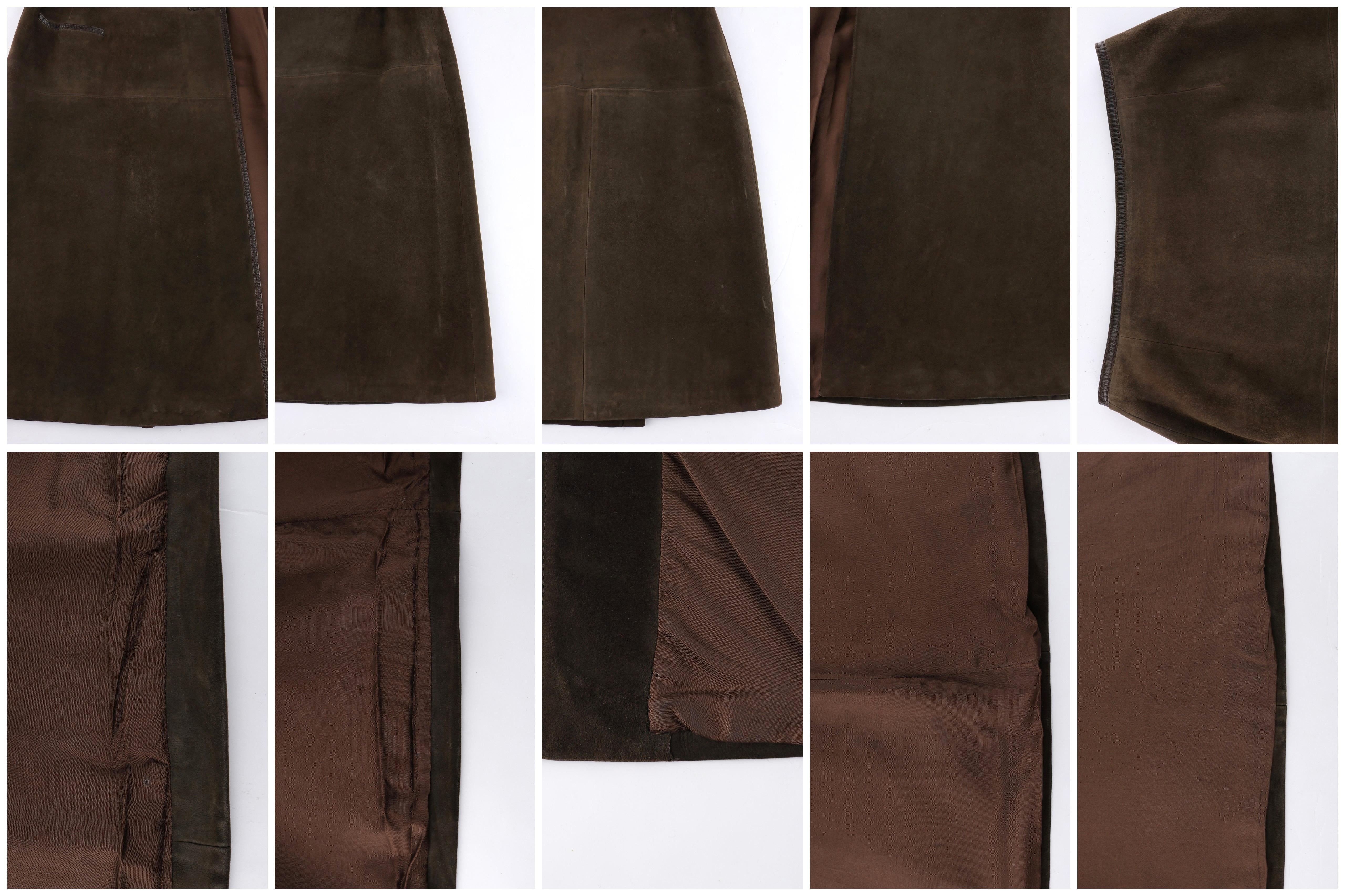 Women's HERMES Sport c.1970's Brown Suede Classic Leather Wrap Skirt