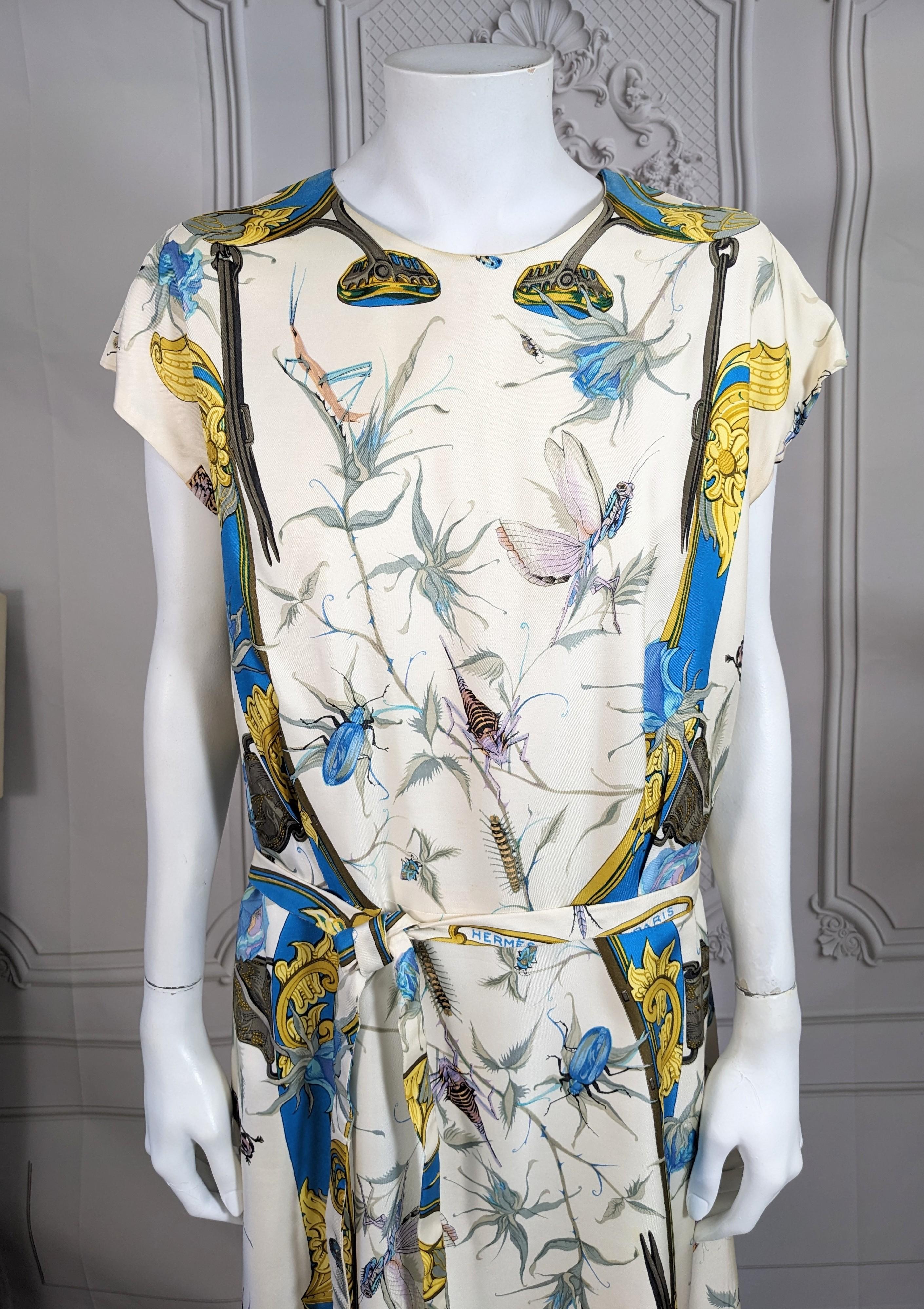 Gray Hermes Sport Silk Twill Print Dress For Sale