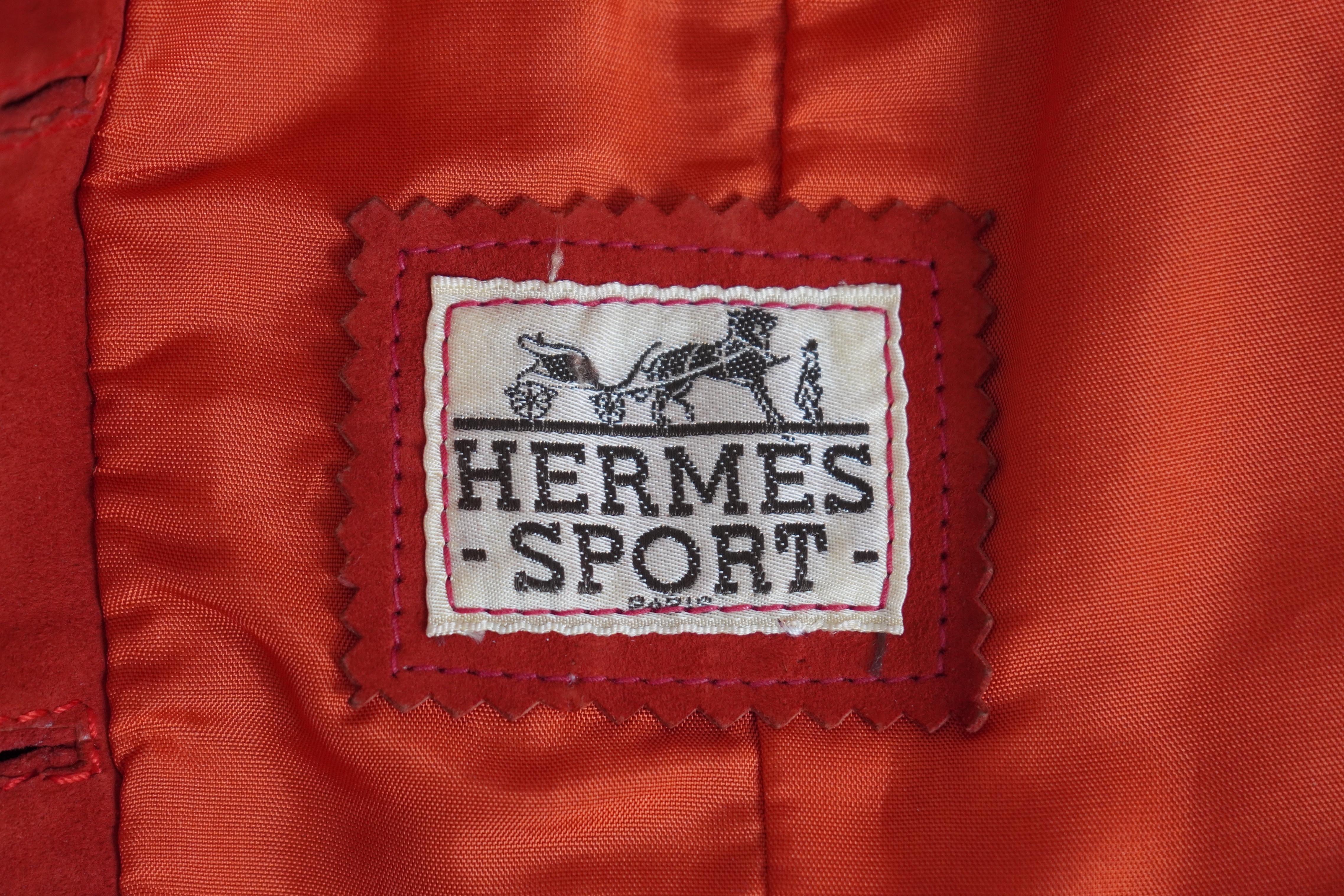 Gilet en daim Hermès Sport Orange brûlé en vente 4