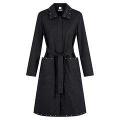 Hermès Spring 2022 Women's Black Cotton Studded Shirt Dress, Size UK8