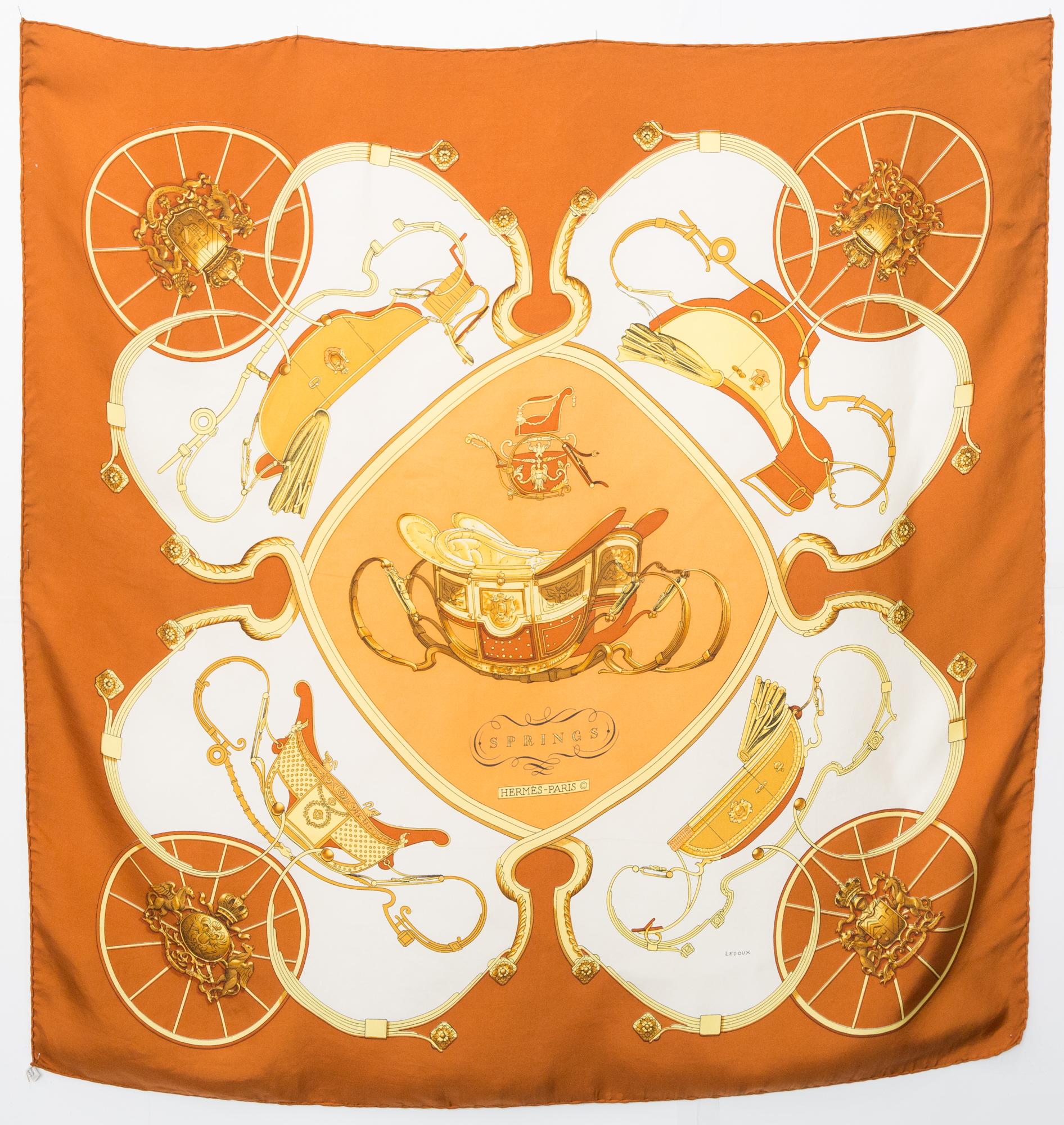 1981 Hermes Springs by P Ledoux Silk Scarf In Good Condition For Sale In Paris, FR