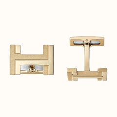 Hermes Quadrat H Manschettenknöpfe Metall Kaltvergoldet Finish