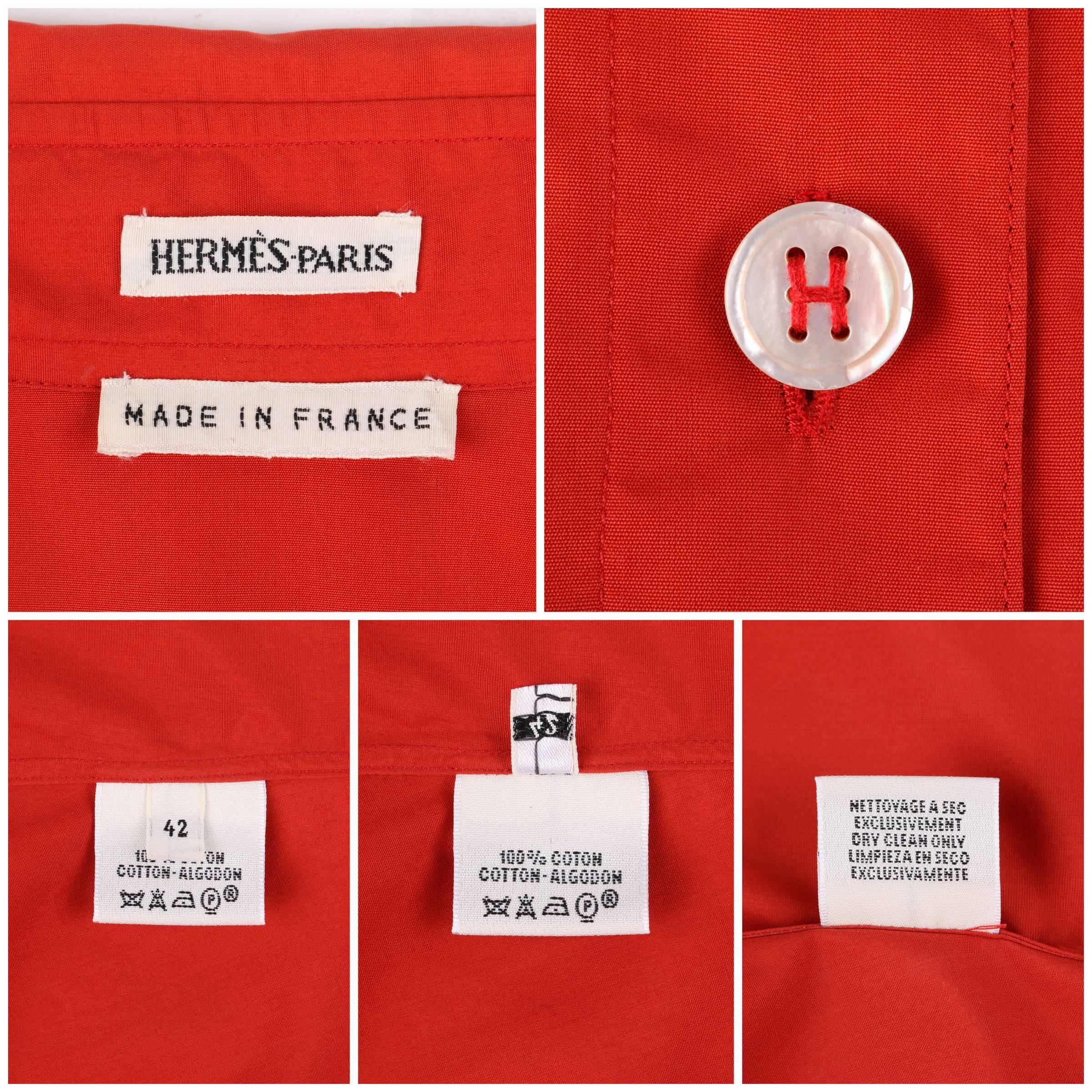 Women's HERMES S/S 2004 Martin Margiela Coquelicot Tie Front Shirt Waist Dress