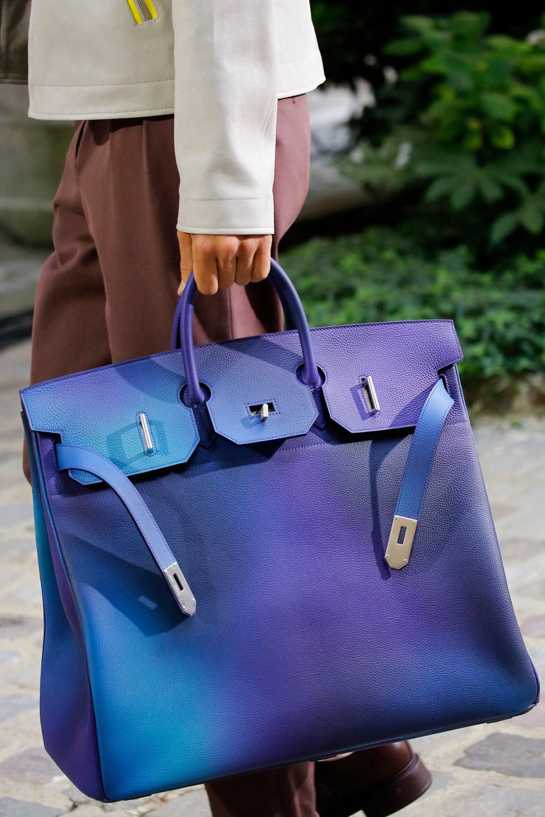 Purple Hermès SS19 Ombré Haut à Courroies Cosmos HAC 50 Nuit Violet Limited Edition Bag For Sale