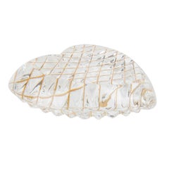 Hermes St. Louis Crystal Paperweight Clear (Quilted) Heart 24K Gold Detail