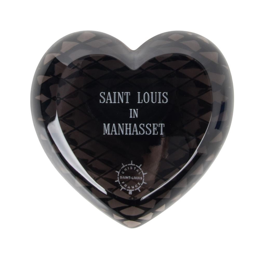 Black Hermes St. Louis Crystal Paperweight Grey (Quilted) Heart 24K Gold Detail