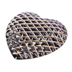 Hermes St. Louis Crystal Paperweight Purple (Quilted) Heart 24K Gold Detail