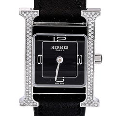 Hermes Stainless Diamond Leather Heure H W046478WW00 Women's Wristwatch 21 mm