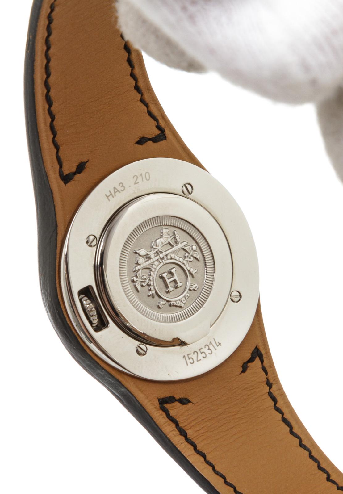 Hermes Stainless Steel Black Leather Harnais Watch 1