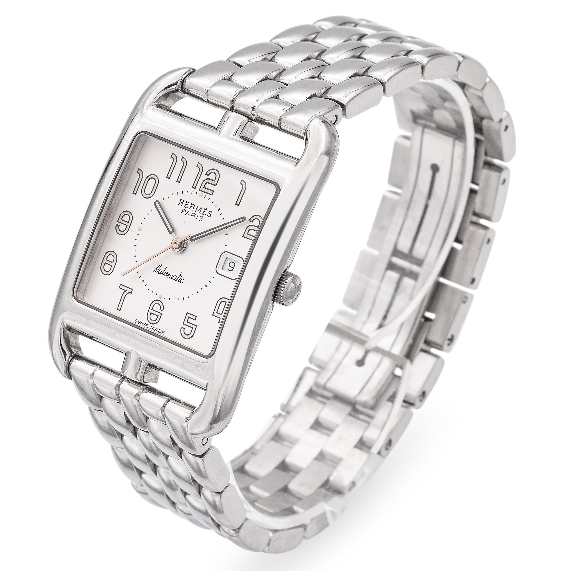 Brand: Hermes 
Model: Cape Cod
Reference Number:CC1.710
Case Size: 29mm
Movement: Automatic 
Material: Stainless Steel 
Size: 7