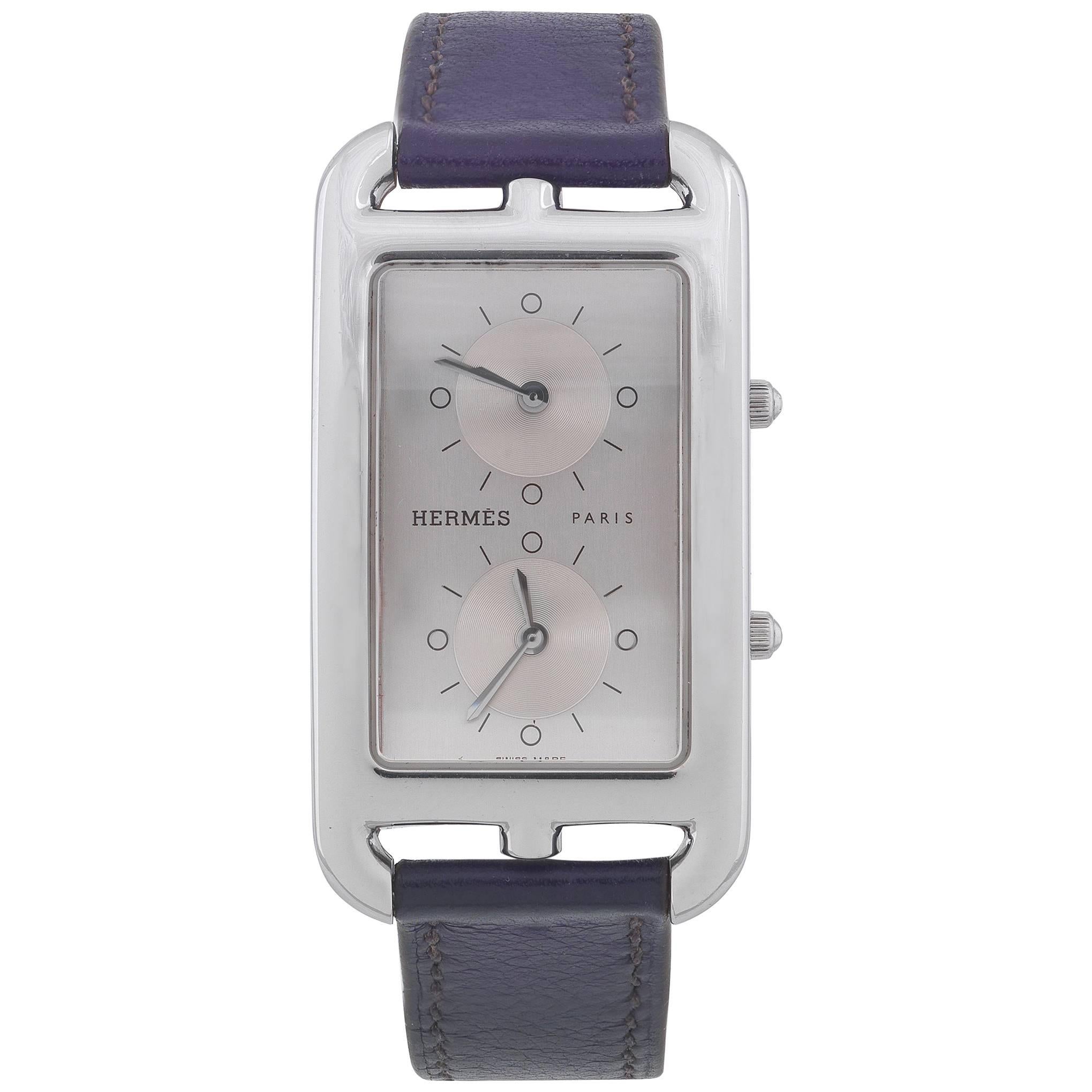 Hermès Stainless Steel Cape Cod Dual Time Quartz Wristwatch