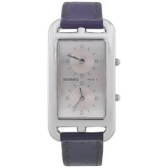 Hermès Montre-bracelet Cape Cod Dual Time Quartz en acier inoxydable