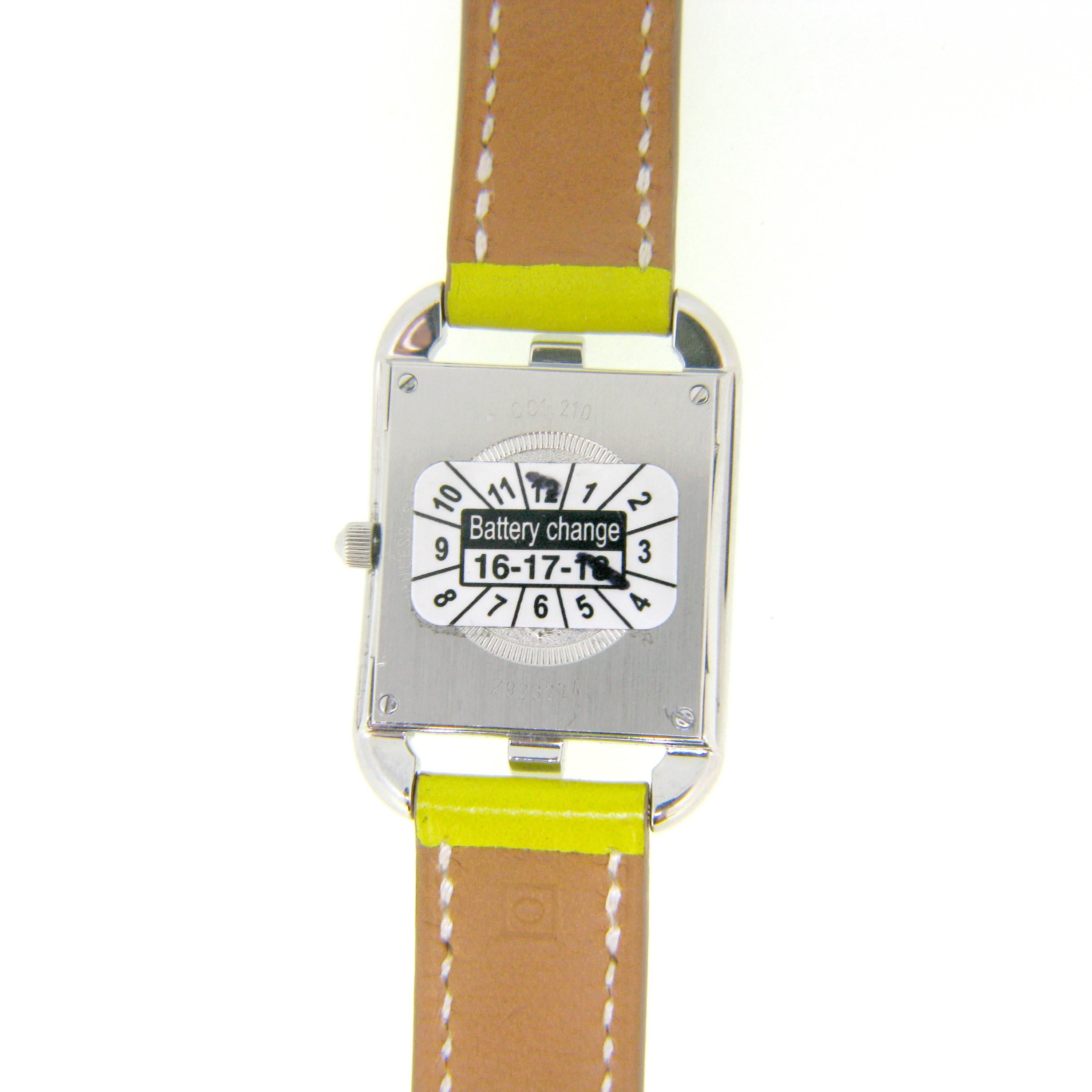 Hermes Stainless Steel Cape Cod Quartz Double Strap Leather Wristwatch 1