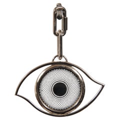 Hermes Stainless Steel Evil Eye Bag Charm Pendant Silver Black Bag Ring Key