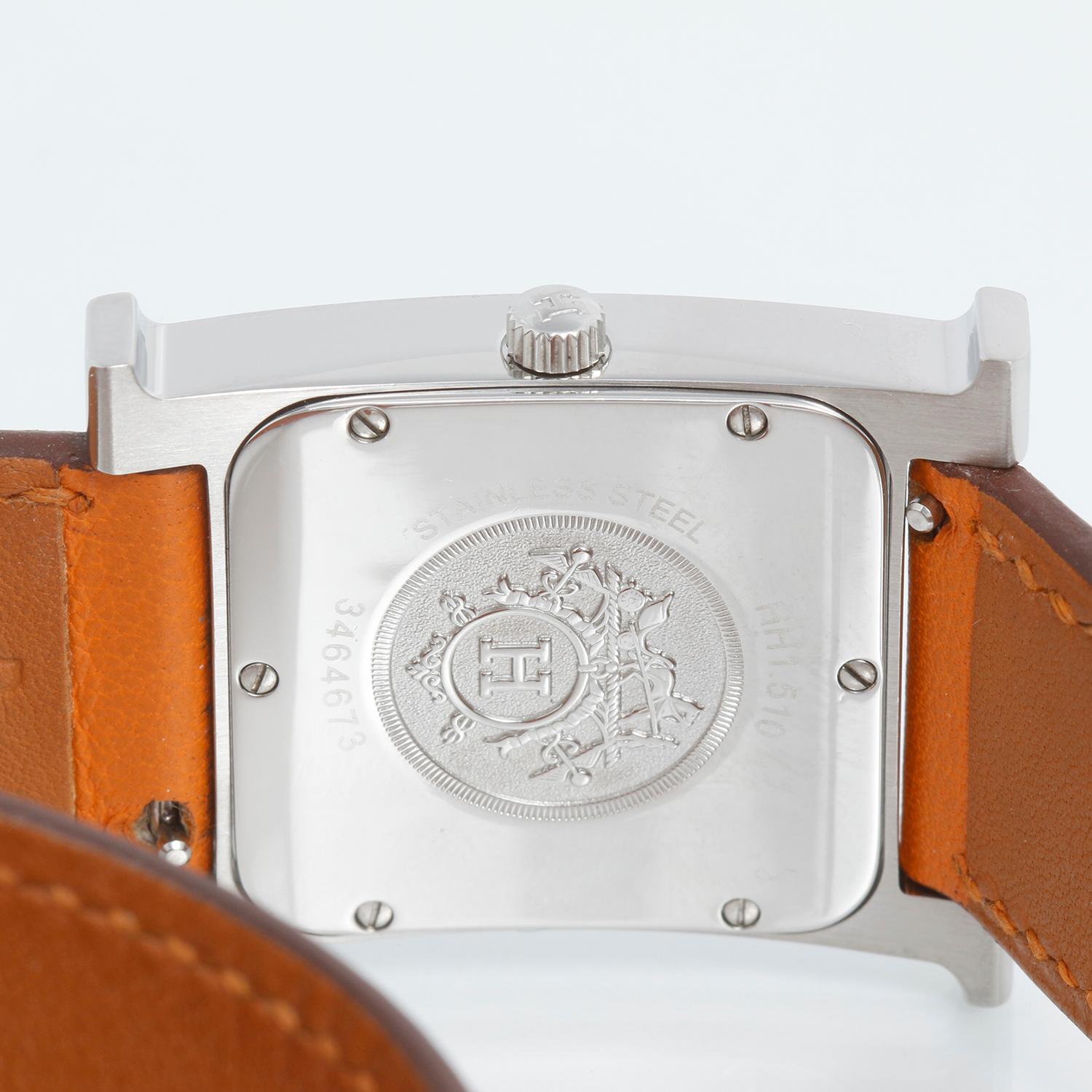 Hermes Stainless Steel Heure H Ladies Watch HH1.510 In Excellent Condition In Dallas, TX