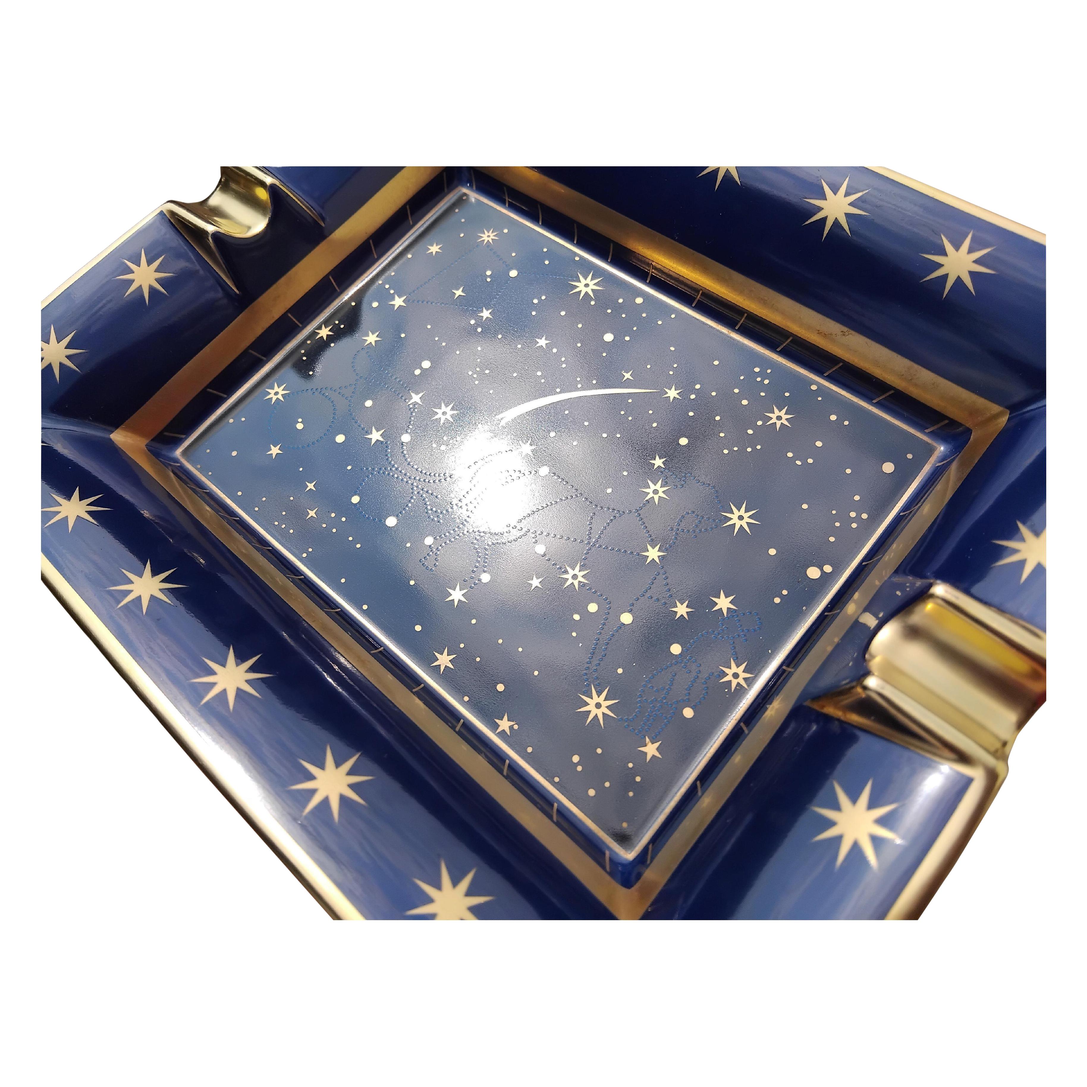 Hermès Stars Cigar Ashtray Change Tray Porcelain Gold Calèche Constellations In Excellent Condition For Sale In Corcoué Sur Logne, Loire-Atlantique