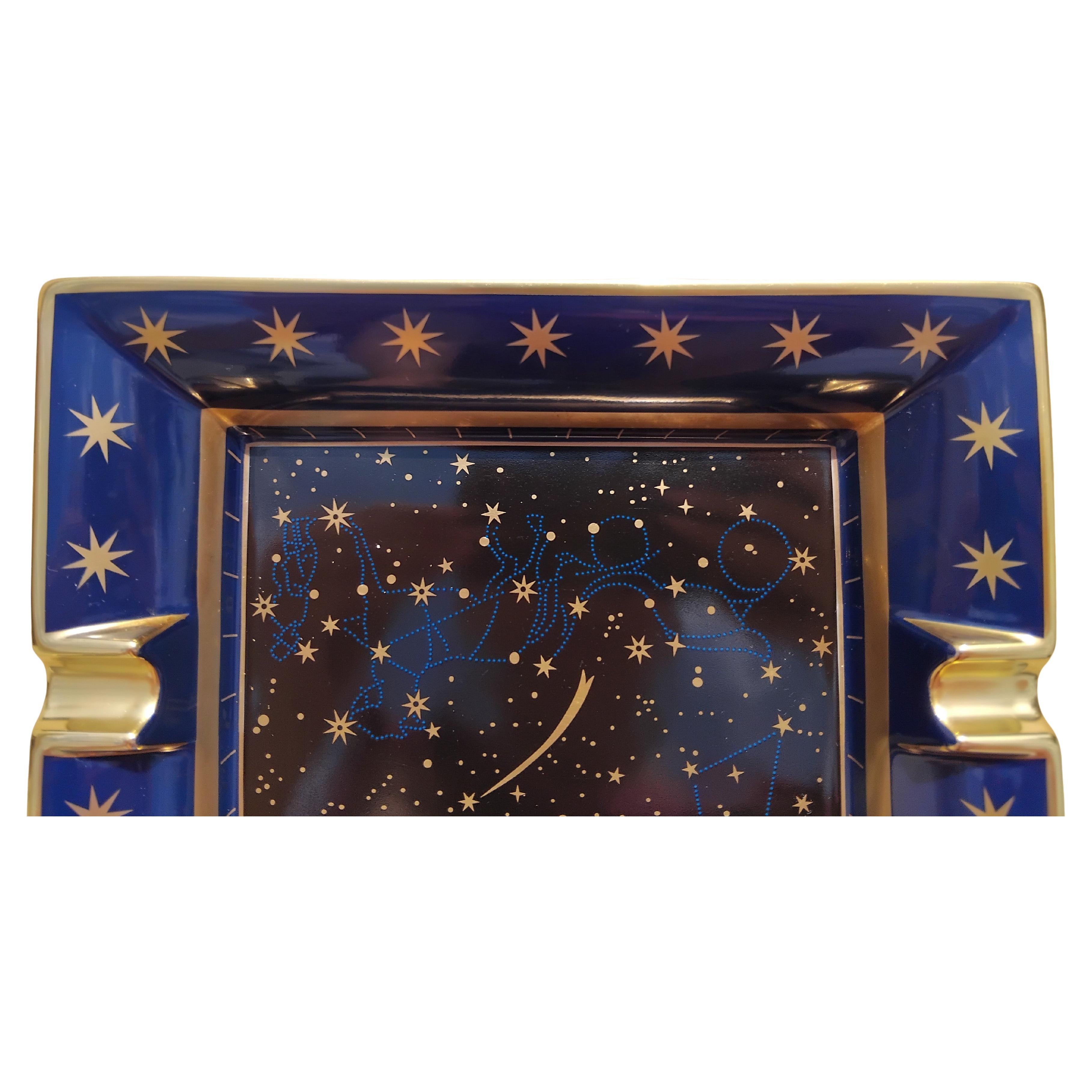 Hermès Stars Cigar Ashtray Change Tray Porcelain Gold Calèche Constellations For Sale 4