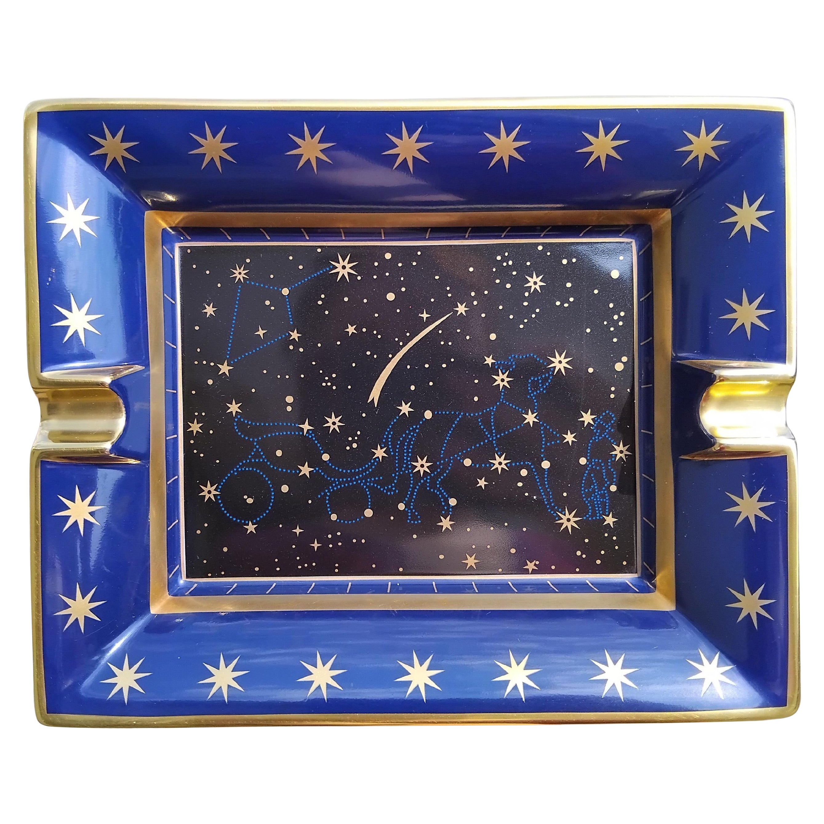 Hermès Stars Cigar Ashtray Change Tray Porcelain Gold Calèche Constellations For Sale