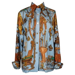 Hermès 
Steamboat
 Blue Silk Shirt