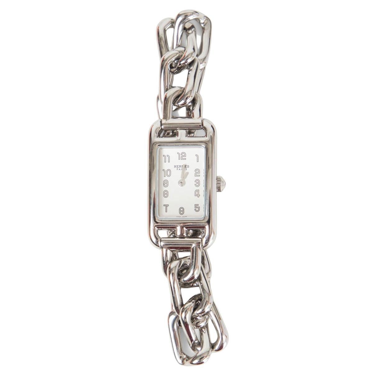 Hermes steel 2021 NANTUCKET TPM 29mm CHAIN Watch Opaline Silver Dial For  Sale at 1stDibs
