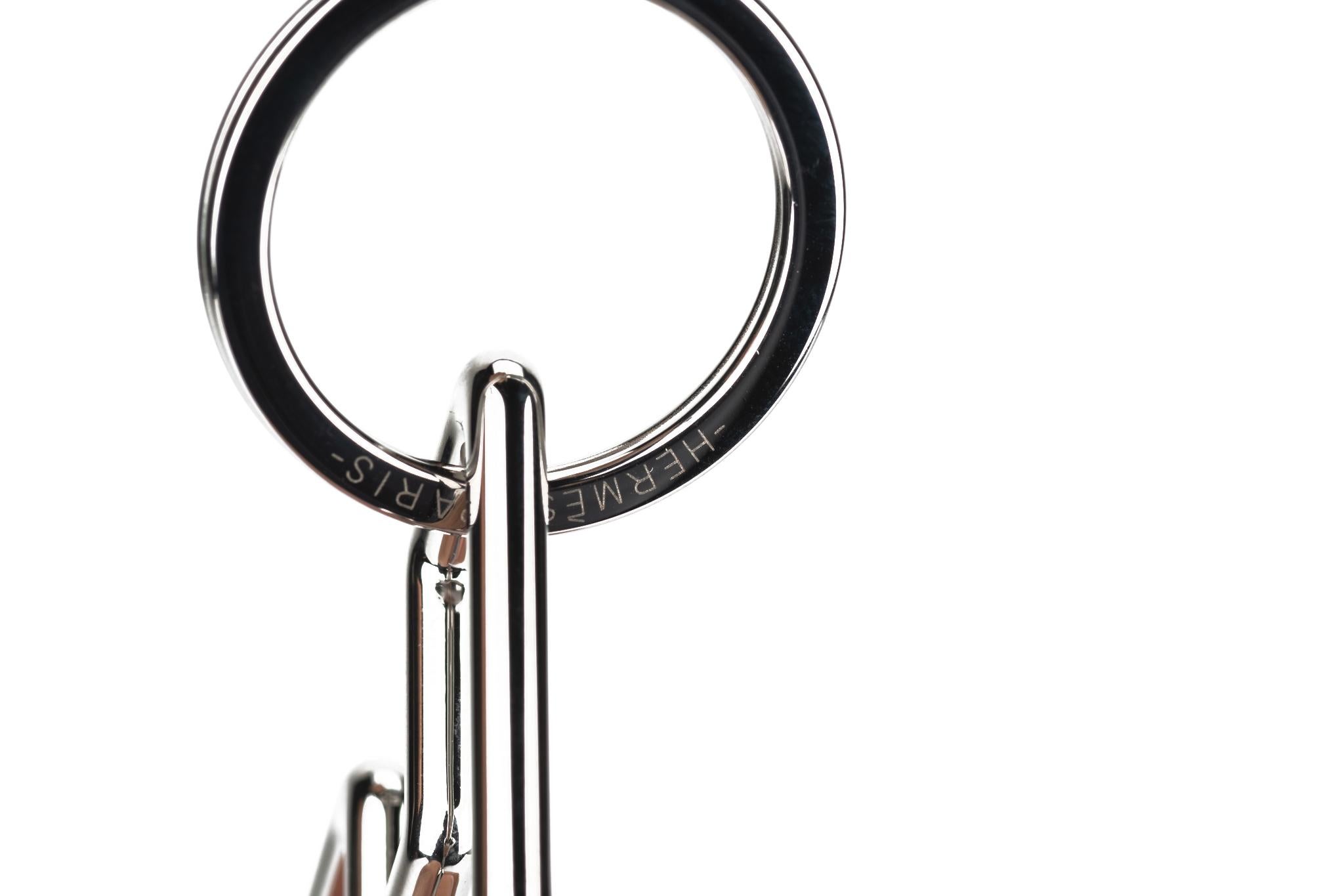 Gray Hermès Steel H Keychain New In Box For Sale