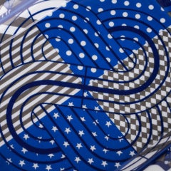 Plateau à changés en porcelaine de Limoges Steeple Chase Blue / Etoupe Hermès